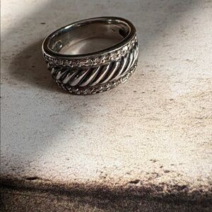 DAVID YURMAN STERLING SILVER AND DIAMOND RING